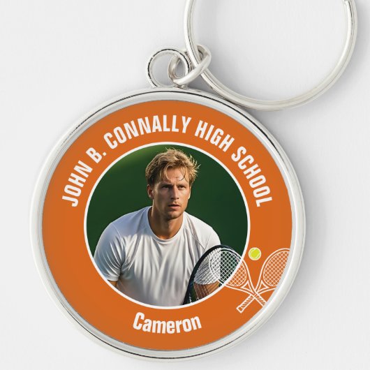 Orange Tennis Player Photo Commemorative Gift Sleutelhanger (Voorkant)