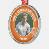 Orange Tennis Player Photo High School Christmas Metalen Ornament (Links)