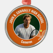 Orange Tennis Player Photo High School Christmas Metalen Ornament (Voorkant)