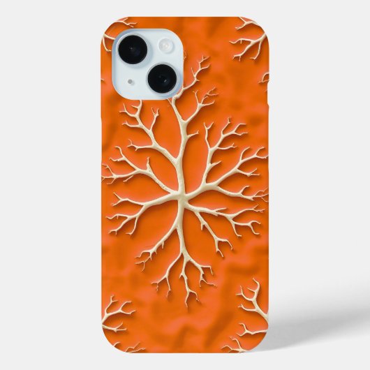 Orange Texture iPhone Case with Organic Pattern (Achterkant)