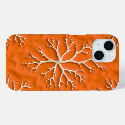 Orange Texture iPhone Case with Organic Pattern (Achterkant (horizontaal))
