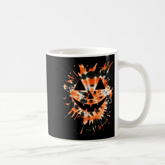 Orange Tie Dye Jack O Lantern Face - Hipe Hallowee Koffiemok (Rechts)