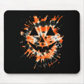 Orange Tie Dye Jack O Lantern Face - Hipe Hallowee Muismat (Voorkant)