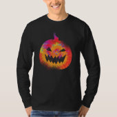 Orange Tie Dye Pumpkin Face Jack O Lantern Hallowe T-shirt (Voorkant)