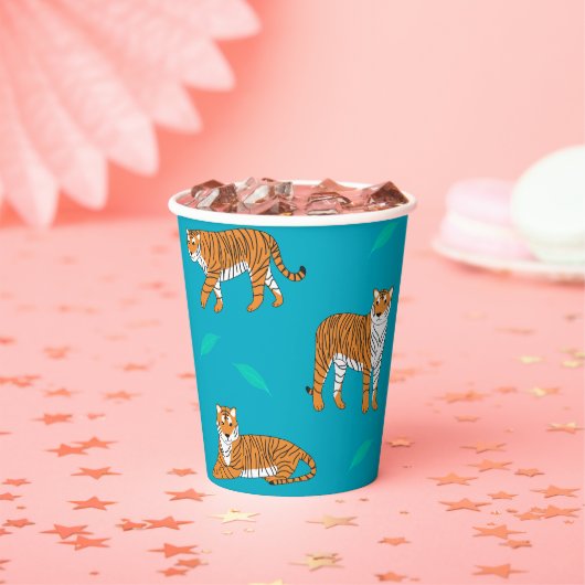 Orange Tigers Papieren Bekers (Insitu)