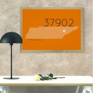 Orange TN Zip Code Tennessee Outline Heart Poster
