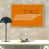 Orange TN Zip Code Tennessee Outline Heart Poster
