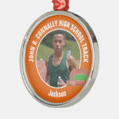 Orange Track & Field Photo High School Christmas Metalen Ornament (Links)