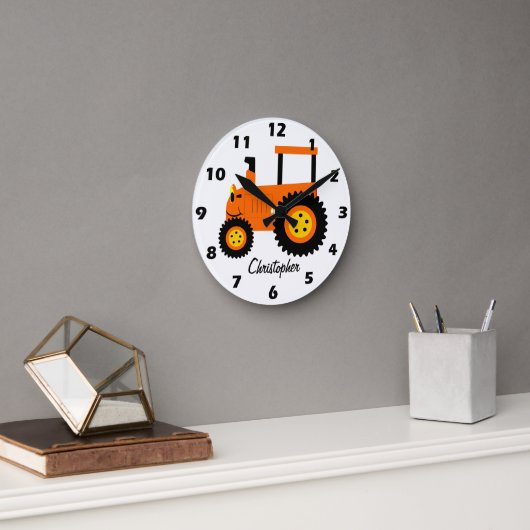 Orange Tractor Design Personalised Ronde Klok (Kantoor)