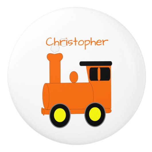 Orange Train Design Personalised Keramische Knop (Voorkant)