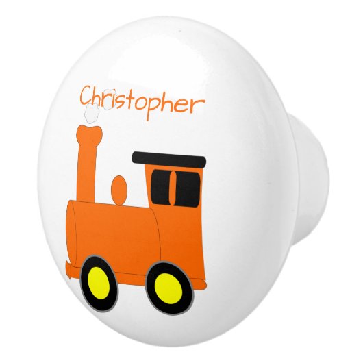 Orange Train Design Personalised Keramische Knop (Rechts)
