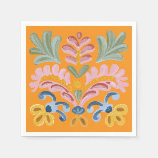 Orange Tropical Flower Unique Servet (Voorkant)