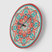 Orange & Turquoise Boho Mandala  Large Clock Grote Klok (Hoek)