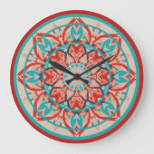Orange & Turquoise Boho Mandala  Large Clock Grote Klok (Voorkant)