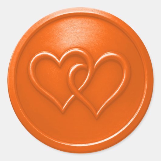 Orange Two Hearts Intertwined Wedding Ronde Sticker (Voorkant)