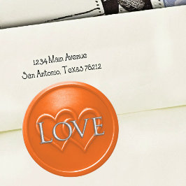 Orange Two Hearts Intertwined Wedding Ronde Sticker