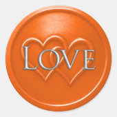 Orange Two Hearts Intertwined Wedding Ronde Sticker (Voorkant)