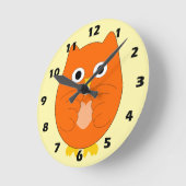 Orange Uil Design Ronde Klok (Hoek)