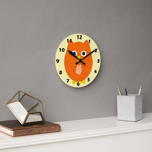 Orange Uil Design Ronde Klok (Kantoor)