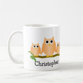 Orange Uilen Ontwerp Gepersonaliseerd Koffiemok (Links)