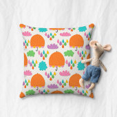 Orange Umbrellas with Clouds and Raindrops Kussen