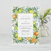 Orange Vibrant Mediterranean Wedding Kaart (Staand voorkant)