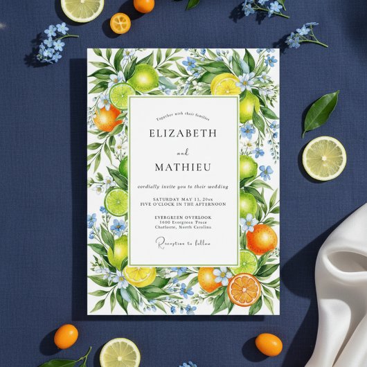 Orange Vibrant Mediterranean Wedding Kaart