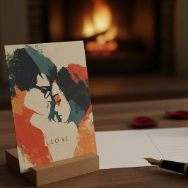 Orange Vintage Abstract Love Valentine's Day Feestdagenkaart