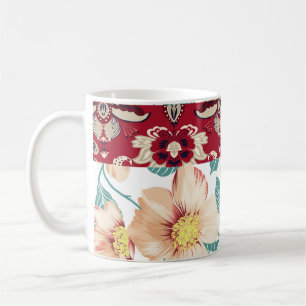 Orange vintage flowers with seamless paisley borde koffiemok