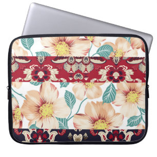 Orange vintage flowers with seamless paisley borde laptop sleeve