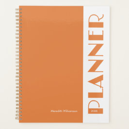 Orange Vintage Retro Stripe Personalized Plan Planner