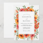 Orange Vivacious Summer Wedding Kaart (Voorkant / Achterkant)