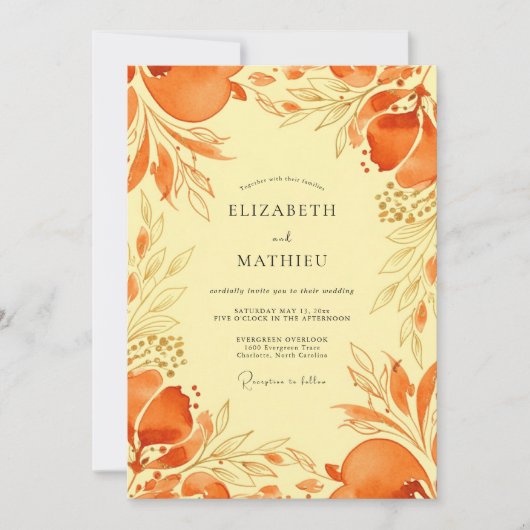 Orange Vivid Mediterranean Wedding Kaart (Voorkant)