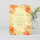Orange Vivid Mediterranean Wedding Kaart (Staand voorkant)