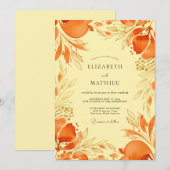 Orange Vivid Mediterranean Wedding Kaart (Voorkant / Achterkant)