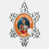 Orange Volleyball Player Photo High School Tin Sneeuwvlok Ornament (Rechts)