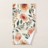 Orange Watercolor Flowers Botanical Painting Bad Handdoek (Handdoek)