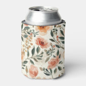 Orange Watercolor Flowers Botanical Painting Blikjeskoeler (Blikje Voorkant)