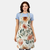 Orange Watercolor Flowers Botanical Painting Schort (Gedragen)