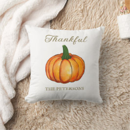 Orange Watercolor Pumpkin Thanksgiving Kussen