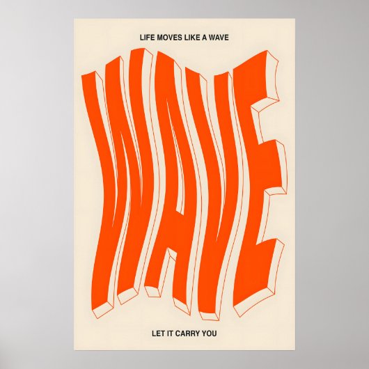 Orange Wave Typography Art Print Modern Kinetic (Voorkant)