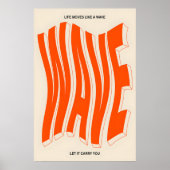 Orange Wave Typography Art Print Modern Kinetic (Voorkant)