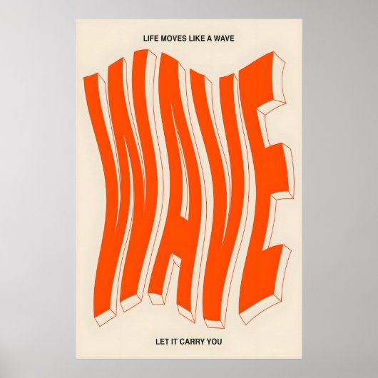 Orange Wave Typography Art Print Modern Kinetic (Voorkant)