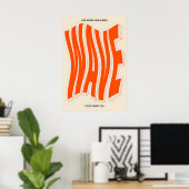 Orange Wave Typography Art Print Modern Kinetic (Thuiskantoor)