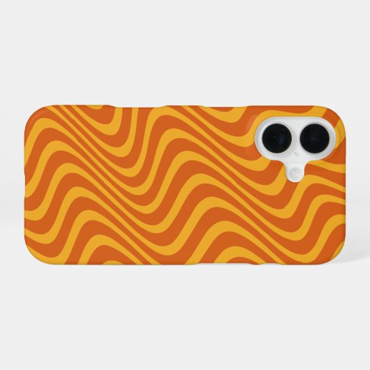 orange waves iPhone 16 hoesje (Achterkant horizontaal)