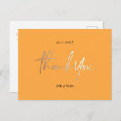 Orange Wedding Thank You Cards Elegant Script Briefkaart (Voorkant / Achterkant)