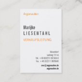 Orange weiß Monogram Hochformat Visitenkarte Visitekaartje (Voorkant)