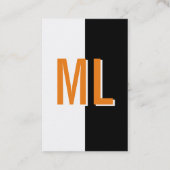 Orange weiß Monogram Hochformat Visitenkarte Visitekaartje (Achterkant)