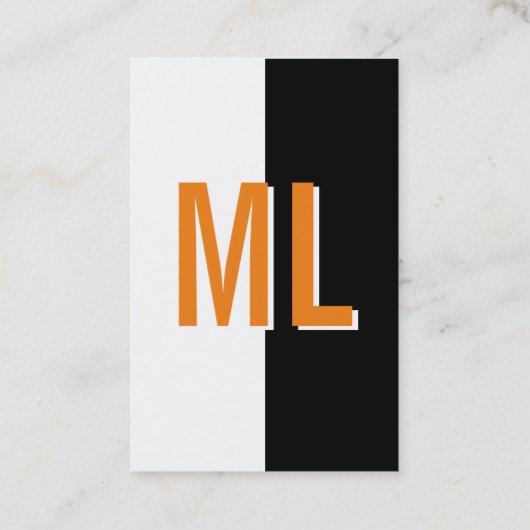 Orange weiß Monogram Hochformat Visitenkarte Visitekaartje (Achterkant)