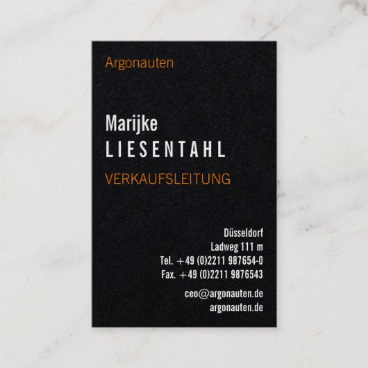 Orange weiß Monogram Hochformat Visitenkarte Visitekaartje (Voorkant)